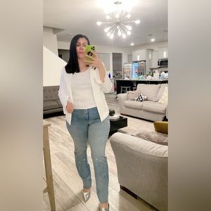 Chico’s White Open Front Blazer